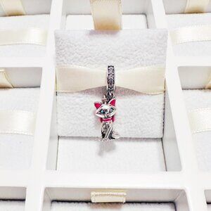 925 Sterling Silver Marie Cat Dangle Charm Fits Pandora Bracelets And Bangles